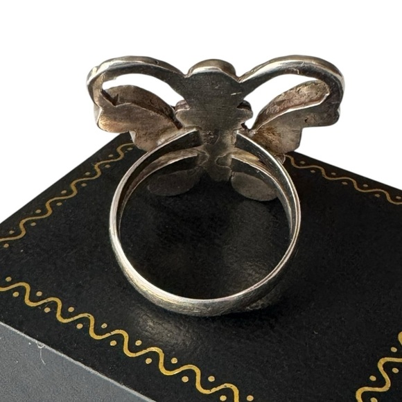 Native American Sterling Silver Butterfly Ring Size 7 Turquoise Mother of Pearl - Picture 7 of 8
